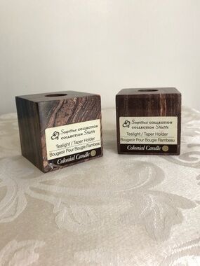 NWT Colonial Candle Soapstone Collection Tealight/Taper Candle Holders Set of 2